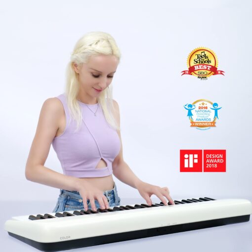 The ONE Smart Keyboard COLOR 61 Lighted Keys Piano Keyboard, Electric Piano for Beginners with 256 Tones, 64 Polyphony, Built-in LED Lights and Free Apps (Black) - Image 3
