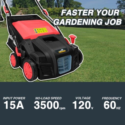 Thunderbay 2-in-1 Electric Dethatcher and Scarifier w/Grass Collection Bag 16-Inch 15-Amp Lawn Mowers Walk-Behind Corded Lawnmower - Image 5