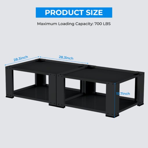 2 Pack Laundry Pedestal for Washer and Dryer - Fit 27 and 28 Inch Washer and Dryer Stand Heavy Duty Steel Universal Washing Machine Raiser 700lbs Capacity 15.7'' Height Black - Image 3