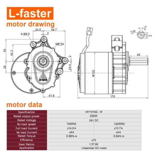 L-faster Dual Drive Motor Wheel Kit for Electric Agricultural Tool, Tiller, Garden Farm, Hand Cart, 10 Inch Tire, 24V, 500W (Agricultural kit E, Max Speed 6kph) - Image 4