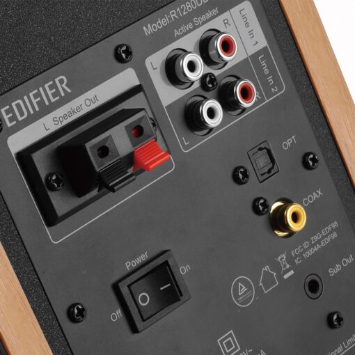 Edifier R1280DBs Active Bluetooth Bookshelf Speakers - Optical Input - 2.0 Wireless Studio Monitor Speaker - 42W RMS with Subwoofer Line Out - Wood Grain - Image 3