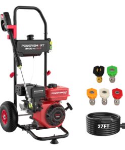 PowerSmart Gas Pressure Washer 3400 PSI, 2.5 GPM,3L Soap Tank, Metal Spray Wand, 5 Nozzles for House, Driveways