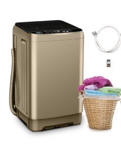 Portable Washing Machine, Full-Automatic Portable Washer 17lbs Compact Wash and Spin Combo with 10 Programs, Portable Washer with Drain Pump, Low Noise Washer for Dorm, Home, Apartment, RV(Gold)