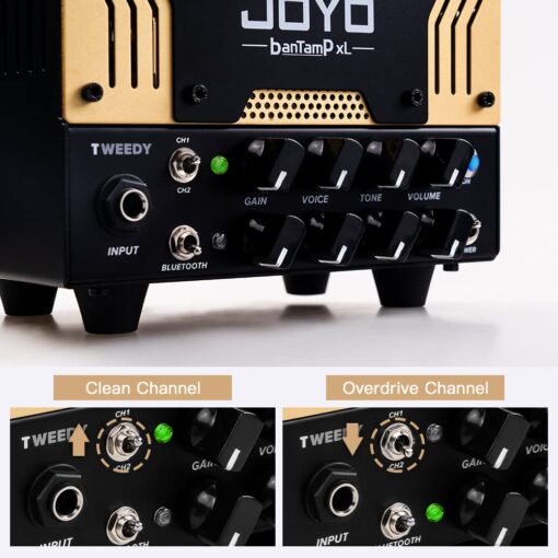 JOYO Tweedy BanTamp XL Series Mini Amp Head 20 Watt Preamp 2 Channel Hybrid Tube Guitar Amplifier Head for Electric Guitar with Bluetooth - Image 8