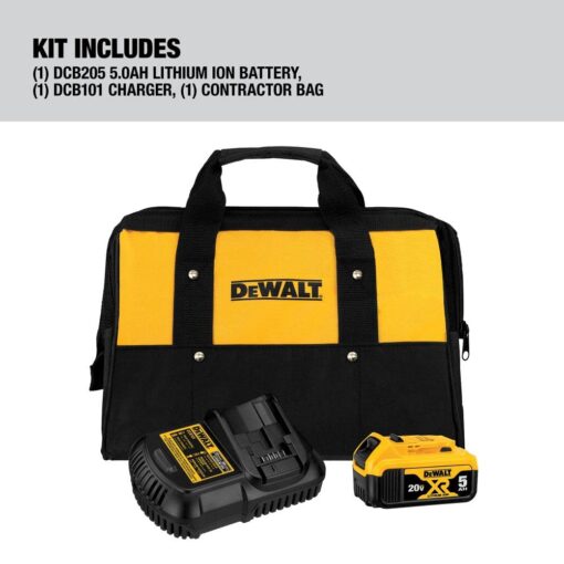 DEWALT 20V MAX 5 Ah Lithium Ion Battery and Charger Kit with Bag (DCB205CK) - Image 6