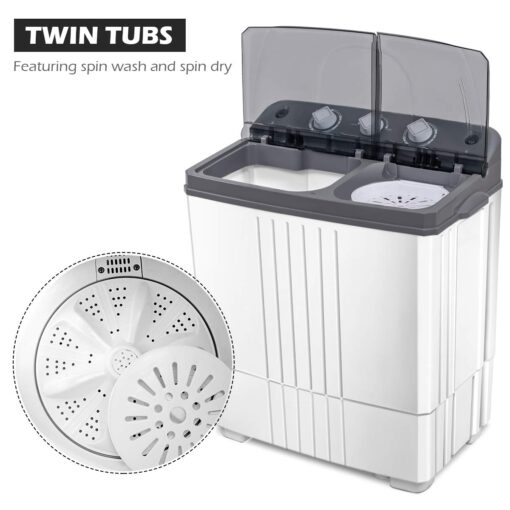 Giantex EP20313 Portable, 20lbs Capacity Combo, 12lbs Washer and 8lbs Spinner, Compact for Apartment RV, Gray & White Washing Machine - Image 5