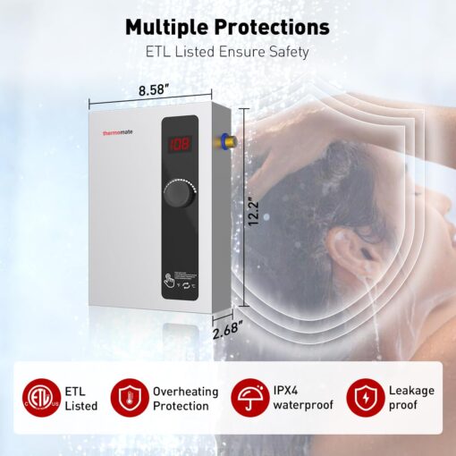 thermomate Tankless Water Heater Electric, 8kW at 240 Volt, On Demand Instant Hot Water Heater for Point of Use, Self-Modulating Save Energy, Save Space, 1.56GPM at 35°F Rise - Image 5