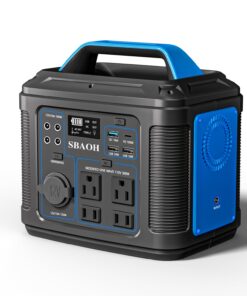 Portable Power Station, 300W 296Wh Solar Generator Quick Charge / 110V AC Outlets/DC Ports and LED Flashlight, Lithium Battery Backup for Home Outdoor Travel Camping Blackout blue