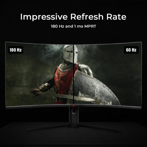 Deco Gear 34" 3440x1440 21:9 Ultrawide Curved Monitor, 180Hz, HDR10, 4000:1 Contrast Ratio, 99% sRGB, 16.7 Million Colors, Adaptive Sync, Blue Light Reduction - Image 7