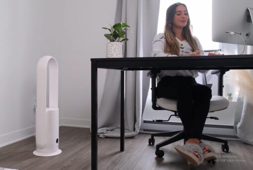 U ULTTY Bladeless Tower Fan and Air Purifier in one, True HEPA Filter 99.97% Smoke Dust Pollen Dander, Oscillating Tower Fan with Remote Control CR022D, White - Image 6