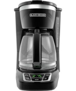 BLACK+DECKER 12-Cup Digital Coffee Maker, Programmable, Washable Basket Filter, Sneak-A-Cup, Auto Brew, Water Window, Keep Hot Plate, Black