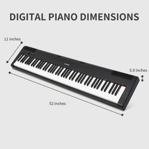 AODSK Digital Piano 88 Key Weighted keyboard Piano with Portable and stable U stand, Full Size Weighted Keyboard, with 3-Pedal Unit, 2x15W Stereo Speakers, MP3 Function, Black, Piano Lessons - Image 4