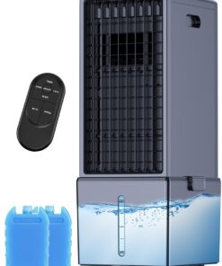 COOLECH 4-IN-1 Portable Air Conditioners w/3.2-Gal Tank for 24H Cooling, 4 Powerful Wind Speeds & 4 Modes, LED Touch Screen, Waterless Alert System & 12H Timer, Remote, Evaporative Air Cooler for Home