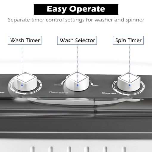 Giantex EP20313 Portable, 20lbs Capacity Combo, 12lbs Washer and 8lbs Spinner, Compact for Apartment RV, Gray & White Washing Machine - Image 8