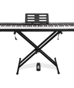 STRICH Digital Piano Keyboard with Stand - Full Size Electric Keyboard with Semi-Weighted 88 Keys, Sustain Pedal, Music Rest - 900 Sounds, 700 Rhythms, Portable Design for Beginners, Black, SEP-150
