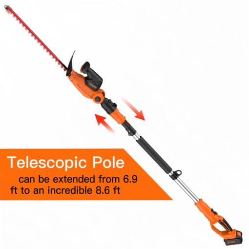 GARCARE 2 in 1 Hedge Trimmer Cordless with 20V, 4.0Ah Li-Ion Battery and Quick Charger Tree Trimmer 510mm Dual-Action Laser Blade, 7/10inch Cutting Capacity - Image 6