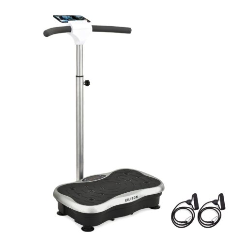 EILISON FIRMHOLD Handle Vibration Plate Exercise Machine for Lymphatic Drainage- Full Body Workout Vibration Platform for Weight Loss, 350lbs Vibration Plate for Beginners & Recovery (Handle Silver)