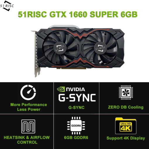51RISC GeForce GTX 1660 Super Graphics Card, 6GB GDDR6 Gaming PC GPU 192bit Video Card PCIe 3.0 x16 DP HDMI DVI Display 1660S Game Cards - Image 8