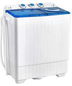 COSTWAY, Twin Tub 26lbs Capacity Laundry, 18lbs 8lbs Spinner Combo with Timer Knobs, Built-in Drain Pump, Compact Washer for Home Dorm Apartment (Blue+White) portable washing machine
