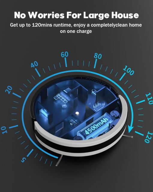 Pureatic V3 2 in 1 Robot Vacuum and Mop Combo，5000Pa Suction, Schedule Cleaning, Smart Mapping with 2.4G WiFi/Alexa/App/Remote Control, Automatic Self-Charging, Ideal for Pet Hair, Hard Floor - Image 6
