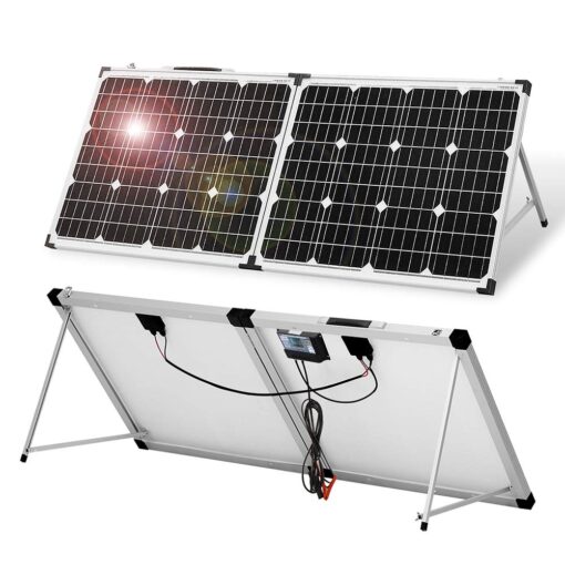 DOKIO Foldable Solar Panel 100 Watt Monocrystalline Solar Suitcase Portable with Controller to Charge 12V Batteries (All Types: Vented AGM Gel) Caravan RV Boat Camper…