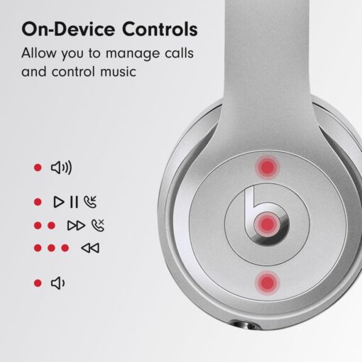 Beats Solo3 - Wireless Bluetooth On-Ear Headphones, Apple & Android Compatible, Up to 40H of Battery Life - Silver (Latest Model) - Image 2