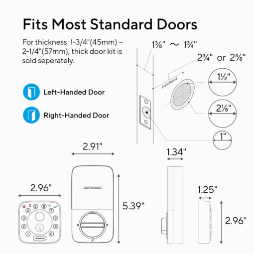 ULTRALOQ Bolt Fingerprint Smart Lock with Door Sensor, Built-in WiFi Smart Locks for Front Door, Biometric Smart WiFi Deadbolt, Auto Unlock, 10 Months Battery, IP65 Waterproof, BHMA Grade AAA - Image 2