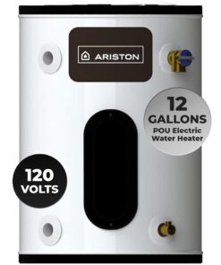 Ariston Electric Water Heater – Compact Point of Use Tank for RV, Camper, Plug-in Heating Solution for Under Sink, Versatile Electric Tank for Bathroom, Shower – 12 Gallon, 120V