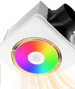 GROWNEER Bathroom Fan with Bluetooth Speaker, 110/160 CFM 1.0 Sone Bathroom Exhaust Fan with Heater, Exhaust Fan with Light & Remote, 9 RGB Modes, 1500lm 3 Color Temperature & Nightlight, EZ Install