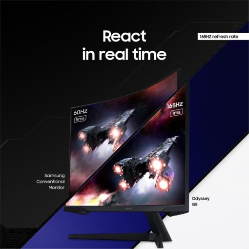 SAMSUNG 32” Odyssey G55C Series QHD 1000R Curved Gaming Monitor, 1ms(MPRT), HDR10, 165Hz, AMD Radeon FreeSync, Eye Care, Glare Free, Sharp Resolution LS32CG550ENXZA, 2024 - Image 10