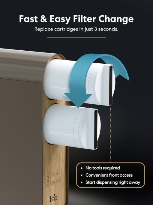 Brio G20-U Reverse Osmosis Water Filtration System, Smart Display Faucet, 700 GPD, 2:1 Pure to Waste, TDS Reduction, Composite & RO Filters, Brown - Image 3