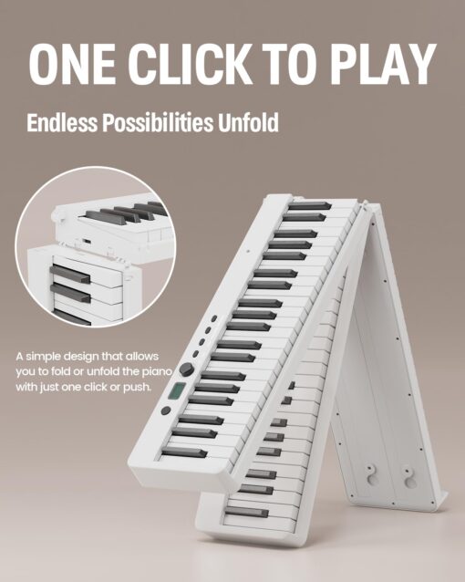 Finger Dance Folding Piano Keyboard 88 Keys, Portable Electric Keyboard with Bluetooth MIDI, Full Size Digital Piano, Wood Grain, Semi-Weighted, Touch Sensitive, with Storage Bag for Beginner - Image 6