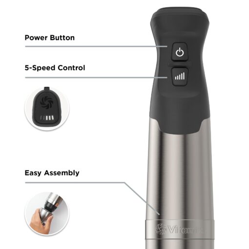 Vitamix 5-Speed Immersion Blender, 625-Watt Motor, One-Handed Operation, 5 ft cord, Stainless Steel/Black - Image 8