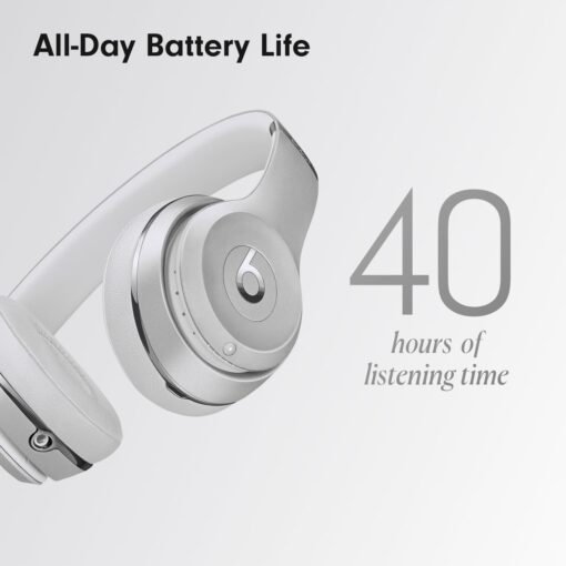 Beats Solo3 - Wireless Bluetooth On-Ear Headphones, Apple & Android Compatible, Up to 40H of Battery Life - Silver (Latest Model) - Image 3