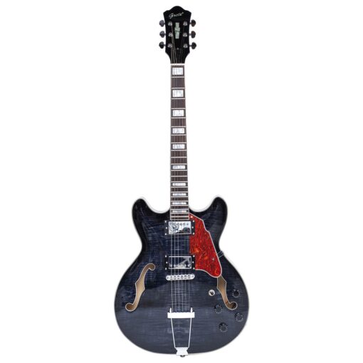 GROTE Jazz Electric Guitar Semi-Hollow Body Trapeze Tailpiece Bridge Guitar Gig Bag (Black) - Image 7