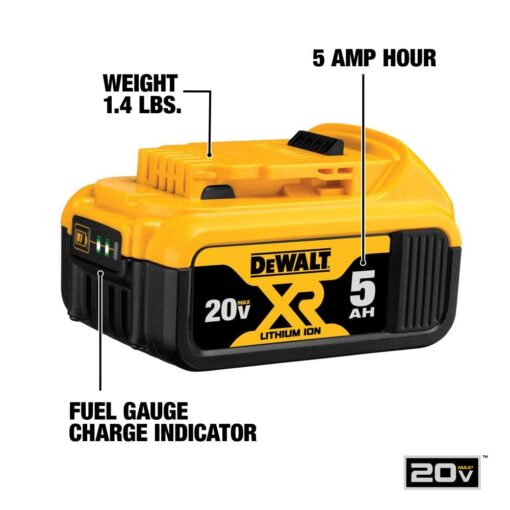 DEWALT 20V MAX 5 Ah Lithium Ion Battery and Charger Kit with Bag (DCB205CK) - Image 8