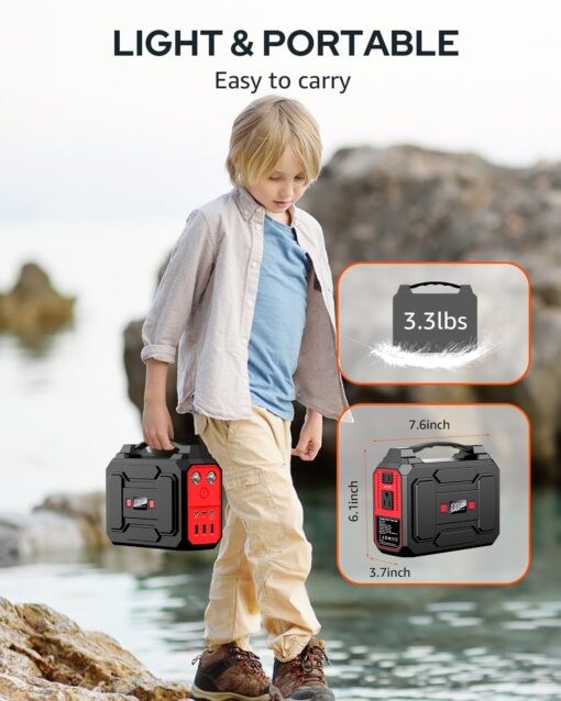 Solar Powered Generator 200W Peak/100W Rated, Portable Solar Generator Power Station with Solar Panels 40W Included, 146Wh Solar Power Bank with AC Outlet 110V for Home Use Camping Outdoor Adventure - Image 4