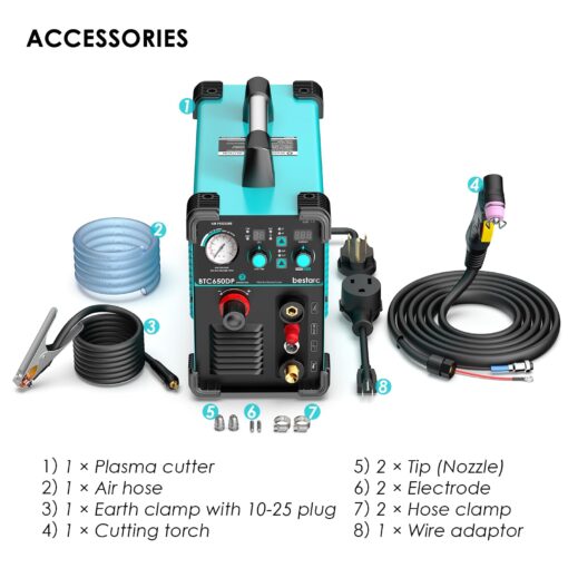bestarc Plasma Cutter, Pilot Arc BTC650DP 3rd Generation 65Amps With [Air Sensor Technology] Dual Voltage 110/220V Digital Plasma Cutting Machine (BTC650DP 3GEN 110/220) - Image 2