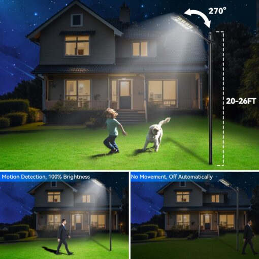 Solar Street Light Solar Street Lights Outdoor Dusk to Dawn Solar Power Lights IP66 Waterproof 6500 K LED Street Light with Motion Sensor and Remote Control for Parking Lot (7200, Watts) - Image 5