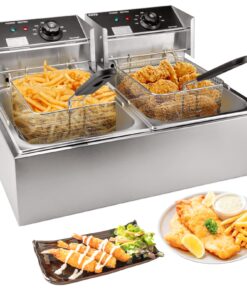 Commercial Deep Fryer with Basket, 3400W 12.7QT/12L, Detachable Large Capacity Stainless Steel Countertop Electric Oil Fryer with Temperature Control for Restaurant or Home Use