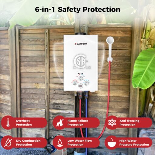 CAMPLUX Propane Water Heater, 2.11GPM Portable Water Heater for Camping, 55,000 BTU Portable Hot Water Heater Outdoor, BW211, White - Image 5