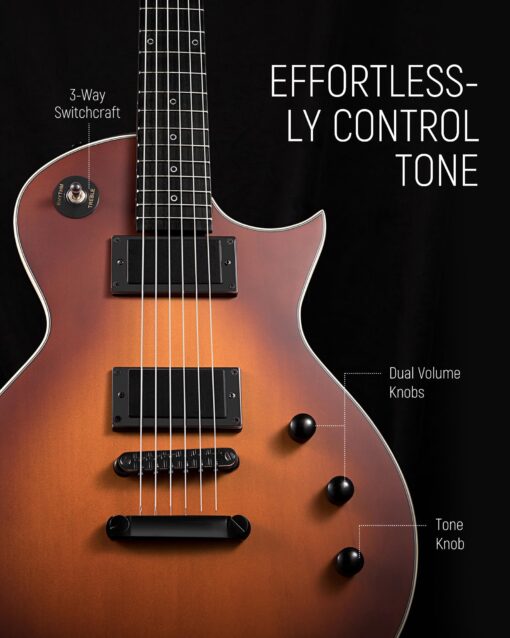 Fesley 39" LP Electric Guitar Kit:Full Size Solid Body Electric Guitars for Beginners with Humbucker Pickups,Poplar Body,Mahogany Neck,22 Frets,6 String Guitar with Gig Bag,Cable,FLP350,Matte,Sunburst - Image 5