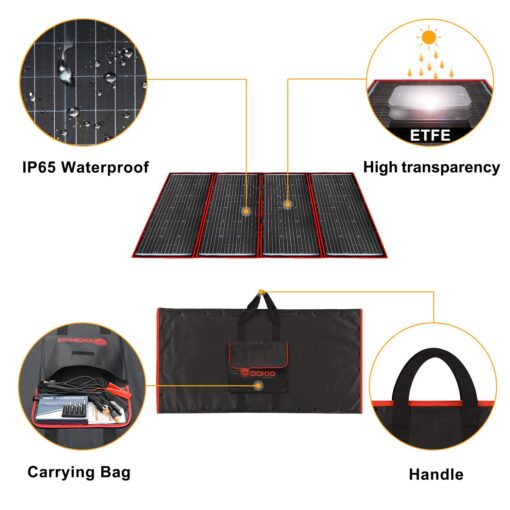 DOKIO 300W 18V Portable Solar Panel Kit Folding Solar Charger with 2 USB Outputs for 12v Batteries/Power Station AGM LiFePo4 RV Camping Trailer Car Marine… - Image 4