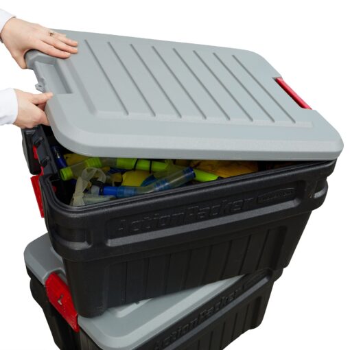 Rubbermaid ActionPacker️ 24 Gal Lockable Storage Box Pack of 2, Outdoor, Industrial, Rugged, Grey and Black - Image 3