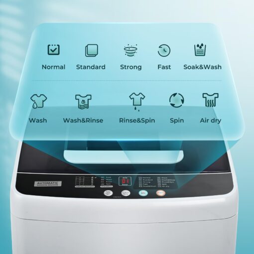 Euhomy 1.03cu.ft Portable Washer, 8.8LBS Capacity Small Portable Washing Machine with 10 Programs 5 Water Levels, Drain Pump and LED Display,Compact Washer for Apartments, RVs, Homes, Light Gray - Image 9