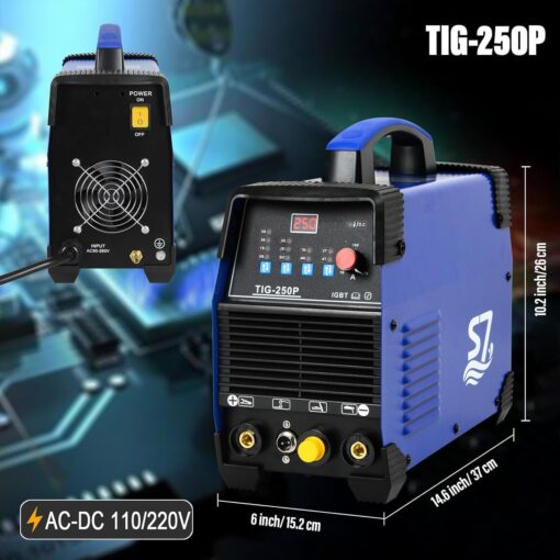 TIG Welder 250 Amp 2T/4T 110&220V ARC/DC TIG/PULSE 3 In 1 TIG Welding Machine,Use 3/32 Tungsten Welding Rod - Image 3
