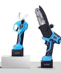 SUCA Electric Pruning Shears Pruning Shears Pruning Shears Tree Pruner Branch Cutter Pruners for Gardening with 2pcs 2Ah Lithium Battery 4-7 Working Hours Tree Branch Pruner (blue28mm+chainsaw)