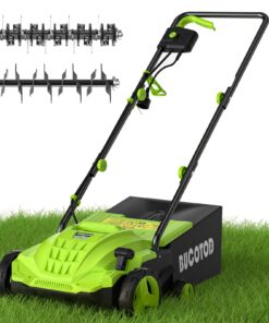 2-in-1 Electric Dethatcher and Scarifier, 13-Inch Raking & Scarifying, Turf Dethatcher & with 4-Position Height Adjustment, 14.5 gal Removable Thatch Bag for Lawn Health