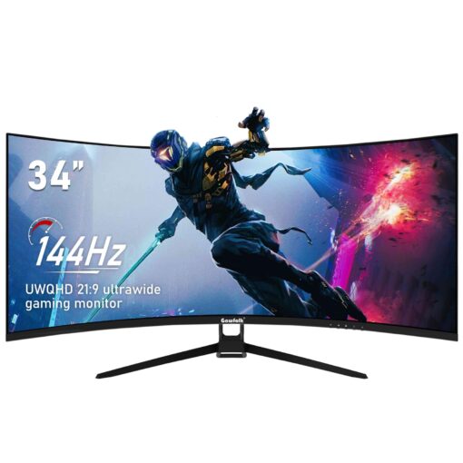 Gawfolk 34 Inch Ultrawide Curved 144Hz Gaming Computer Monitor 1500R PC Screen 21:9 UWQHD (3440x1440),Adaptive Sync,178° Viewing Angle,HDMI、Display Port,Compatible with Wall mounting - Black - Image 7