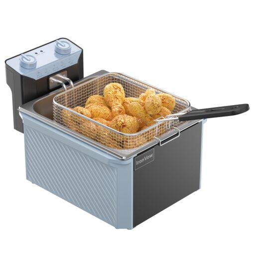 Commercial Deep Fryer, 1700W 12.7QT Stainless Steel Electric Fryer with Large Baskets & Accurate Temp Control for Restaurant or Home